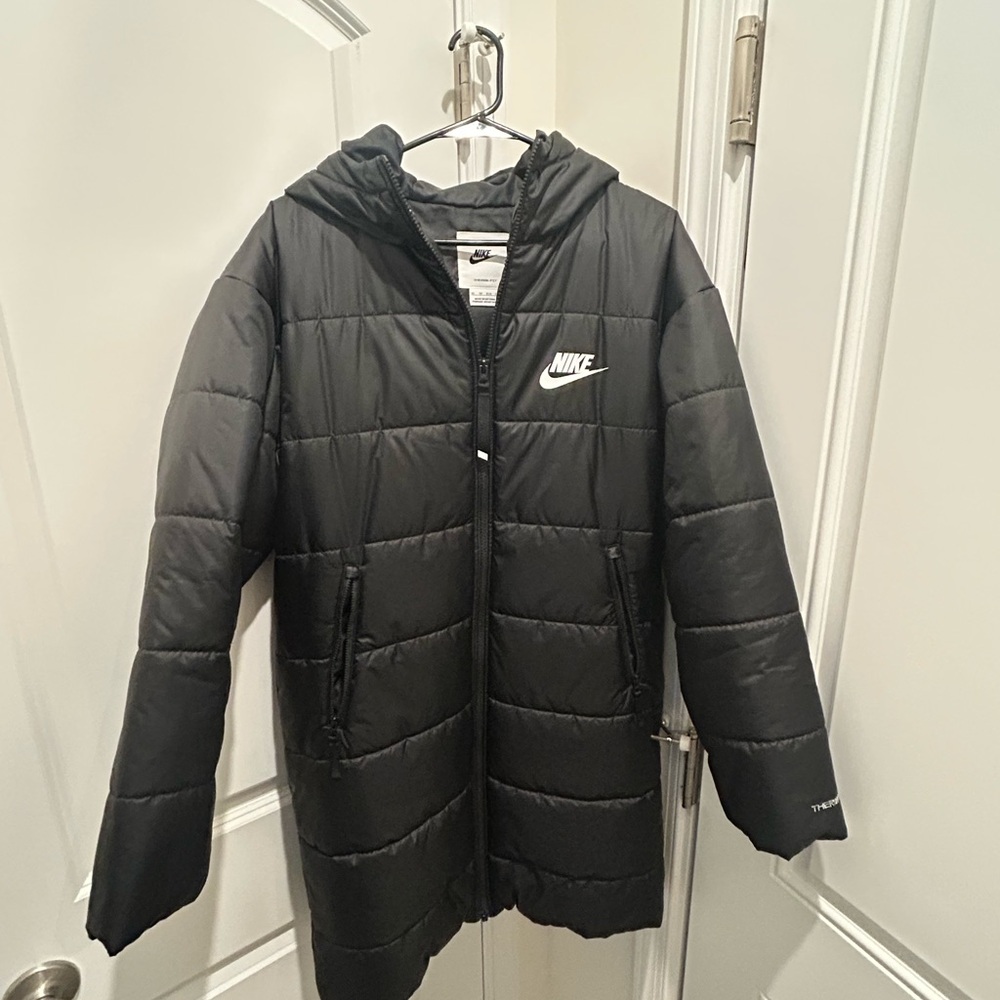Nike Black Quilted Hooded Puffer Coat